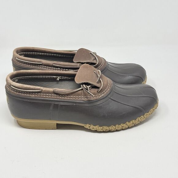 L.L. Bean Duck Boots Low Shoes Mens 13 Wide Brown Leather Rubber Moc Waterproof main image 10